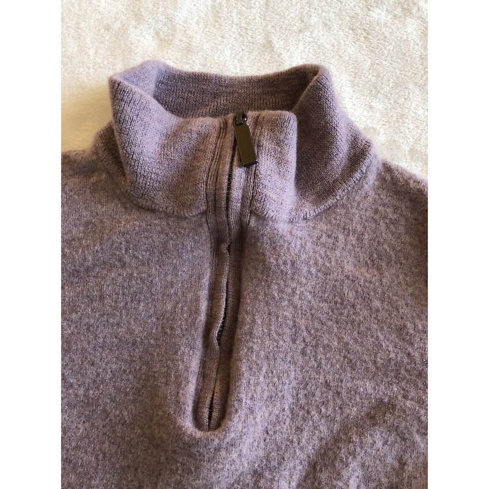 Fairlane Mens Medium 100% Merino Wool 1/4 Zip Sweater Purple Heather Long Sleeve - Picture 5 of 11